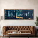 Enchanted Forest Art Framed Canvas Print - Dark Moody Woodland Painting, Nature Wall Art, Mystical Trees, Living Room Aesthetic