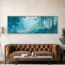 Misty Forest Painting Ethereal Blue Woodland Art Dreamy Nature Landscape Wall Decor Tranquil Aesthetic Bedroom Artwork