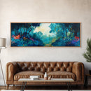 Mystical Forest Framed Canvas Print, Enchanted Woods Art, Vibrant Landscape Wall Art, Nature Home Decor, Boho Aesthetic