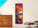 Lake Cabin, Rustic Wall Art, Sunset Canvas Print, Boho Home Decor, Nature Artwork, Cozy Living Room Art, Autumn Aesthetic