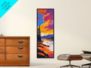 Lakeside Evening, Colorful Nature, Autumn Sunset, Framed Canvas Print, Landscape Wall Art, Living Room Decor, Vibrant Painting