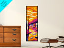 Desert Town Sunset, Southwest Landscape, Vibrant Colors, Framed Canvas Print, Boho Wall Art, Warm Tones, Southwestern Home Decor