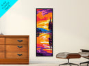 Sunset Pier, Lakeside Art, Vibrant Wall Decor, Summer Evening, Canvas Print, Boho Style, Living Room Art, Nature Inspired