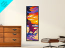 Adirondack Chair, Beach Sunset, Tranquil Coastal Scene, Vibrant Ocean Art, Relaxing Wall Decor, Summer House Print, Framed Canvas Print
