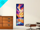 Fiery Sunset Lake, Water Reflection, Tranquil Nature Scene, Boho Canvas Print, Living Room Art, Modern Landscape, Fall Inspired