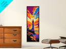 Lighthouse Glow, Coastal Landscape, Framed Canvas Print, Ocean Wall Art, Beach House Painting, Seaside Sunset, Living Room Decor