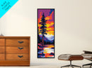Mountain Lake, Autumn Sunset, Vibrant Nature Art, Rustic Cabin Decor, Woodland Landscape, Framed Canvas Print, Bedroom Wall Art