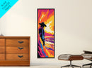 Western Cowboy Art, Canvas Print, Sunset Landscape, Lone Rider Painting, Dramatic Wall Decor, Country Living Room Art, Rustic Style