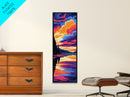 Tranquil Lake Sunset, Framed Canvas Print, Vibrant Reflections, Serene Nature Art, Colorful Wall Decor, Peaceful Home Aesthetic