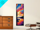 Serene Lake Sunset, Framed Canvas Print, Nature Wall Art, Reflective Water Scene, Cabin Decor, Relaxing Home Vibe, Boho Style