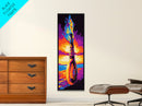 Fiery Bottle Artwork, Framed Canvas Print, Surreal Fantasy Art, Sunset Painting, Mystical Wall Decor, Home Aesthetic, Unique Gift