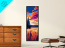 Lake Sunset, Scenic View, Mountain Horizon, Golden Glow, Canvas Print, Nature Wall Art, Living Room Decor, Cozy Rustic Home