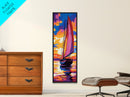 Sailboat, Sunset, Ocean, Reflection, Framed Canvas Print, Nautical Wall Art, Living Room Art, Vibrant Wall Print, Summer Art