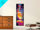 Sunset Forest, Pathway, Framed Canvas Print, Boho Nature Art, Autumn Wall Decor, Living Room Artwork, Forest Painting, Vibrant Art