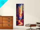 Autumn Forest, Sunset Glow, Framed Canvas Print, Cozy Home Decor, Fall Aesthetic Art, Serene Nature Artwork, Vibrant Tree Painting