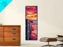 Coastal Sunset, Beach Fence, Landscape, Framed Canvas Print, Seascape Wall Art, Nautical Home Decor, Boho Painting, Summer Vibes