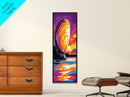 Ocean Waves, Sunset Sailing, Nautical Scene, Canvas Print, Coastal Wall Art, Vibrant Seascape, Beach House Decor, Living Room Painting