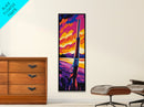 Wild West Rifle, Vibrant Gun Wall Art, Cowboy Western Decor, Sunset Painting, Rustic Home Art, Framed Canvas Print