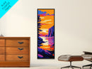 Sunset Lake View, Tranquil Nature Art, Colorful Landscape Print, Cabin Wall Art, Living Room Decor, Framed Canvas Print