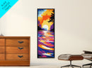 Vibrant Water Reflection, Sunset Lake Scene, Modern Nature Art, Warm Tones Print, Living Room Decor, Framed Canvas Print