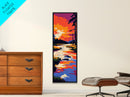 Sunset River Landscape, Vibrant Fall Art, Warm Nature Print, Relaxing Home Decor, Rustic Cabin Wall Art, Framed Canvas Print