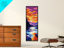 River Sunset Glow, Vibrant Landscape Print, Serene Water Reflection Art, Rustic Wall Decor, Autumn Art, Framed Canvas Print