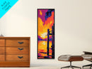 Lake Dock, Rustic, Peaceful, Warm, Framed Canvas Print, Waterfront Art, Cabin Decor, Lodge Wall Art, Living Room Artwork, Sunset Glow