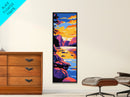Serene River, Vibrant Sky, Mountain View, Framed Canvas Print, Cabin Wall Art, Fall Home Decor, Nature Artwork, Gift Idea