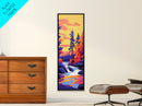 Forest Reflection, Tranquil Nature Art, Framed Canvas Print, Lakeside Sunset, Serene Wall Decor, Meditation Room Art