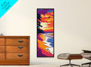 Sunset Beach Waves, Coastal Landscape, Vibrant Ocean Scene, Framed Canvas Print, Nautical Wall Art, Modern Beach Decor, Warm Aesthetic