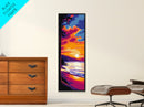 Beach Sunset, Ocean Waves, Vibrant Colors, Framed Canvas Print, Coastal Wall Art, Tropical Art, Bedroom Decor, Summer Painting
