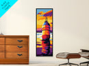 Buoy on Water, Nautical Scene, Sunset Reflection, Ocean Colors, Framed Canvas Print, Coastal Home Decor, Beach House Wall Art, Gift