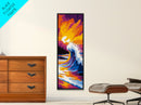 Giant Wave, Surf Art, Ocean Wall Decor, Beach House Print, Vibrant Seascape Painting, Nautical Aesthetic, Framed Canvas Print