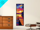 Lakeside Dock, Sunset Wall Art, Serene Nature Decor, Peaceful Landscape Print, Relaxing Cabin Aesthetic, Warm Tones, Framed Canvas Print
