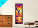 Soaring Bird, Sunset Wall Art, Nature Wildlife Print, Majestic Flight Painting, Bold Sky Colors, Living Room Accent, Framed Canvas Print