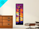 Totem Pole, Sunset Wall Art, Native American Art, Vibrant Home Decor, Tribal Artwork, Living Room Wall Art, Framed Canvas Print
