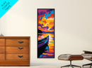 Canoe on Water, Serene Lake Art, Sunset Reflection Painting, Nature Lover Gift, Cabin Wall Decor, Tranquil Home Art, Framed Canvas Print