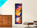 Tropical River, Exotic Nature Art, Vibrant Sunset Painting, Jungle Wall Decor, Boho Living Room Art, Lush Landscape, Canvas Print
