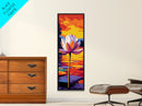 Lotus Flower, Sunset Lake, Water Lily, Zen Wall Art, Framed Canvas Print, Nature Inspired, Meditation Room, Spa Wall Decor