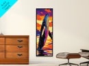 Breaching Whale, Ocean Sunset, Marine Life, Nautical Decor, Framed Canvas Print, Coastal Home, Sea Life, Beach House Wall Art