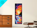 Waterfall Sunset, Serene Nature Art, Vibrant Landscape Painting, Canvas Print, Wilderness Wall Decor, Cabin Home Aesthetic, Boho
