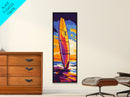 Surfing Wave, Ocean Adventure, Vibrant Summer, Coastal Art, Framed Canvas Print, Beach House Decor, Nautical Wall Aesthetic