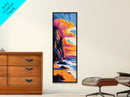 Cliffside Ocean, Sunset Beach, Dramatic Seascape, Coastal Art, Framed Canvas Print, Living Room Decor, Modern Home Aesthetic