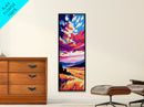 Rolling Hills, Vibrant Wheat Field, Sunset Skies, Nature Art, Framed Canvas Print, Dining Room Decor, Cozy Farmhouse Aesthetic
