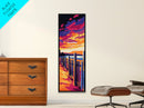 Beach Fence, Framed Canvas Print, Ocean Wall Art, Beach House Decor, Nautical Art, Vibrant Sunset, Relaxing Wall Art, Modern Landscape