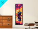 Fishing Boat, Vibrant Seascape, Nautical Wall Art, Framed Canvas Print, Ocean Sunset, Coastal Home Decor, Bold Color Painting