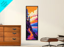 Sunset Trail, Scenic Mountain Path, Nature Lover Art, Framed Canvas Print, Adventure Aesthetic, Hiking Decor, Vibrant Landscape