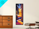 Redwood Path, Autumn Wall Art, Nature Landscape, Cabin Decor, Warm Sunset, Scenic Painting, Living Room, Canvas Print, Rustic Style