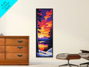 Mountain View, Winter Landscape, Snowy Forest, Sunset Glow, Nature Scene, Rustic Decor, Cozy Cabin, Living Room, Canvas Print