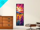 Wildflower Field, Vibrant Sunset, Colorful Landscape, Boho Decor, Nature Lover, Country Scene, Rustic Home, Living Room, Canvas Print